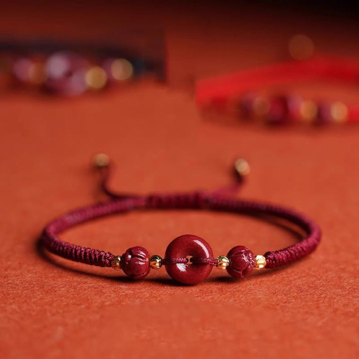 Bransoletka z plecionej liny Buddha Stones z ręcznie robionej klamry Cinnabar Peace Buckle Lotus Calm Blessing