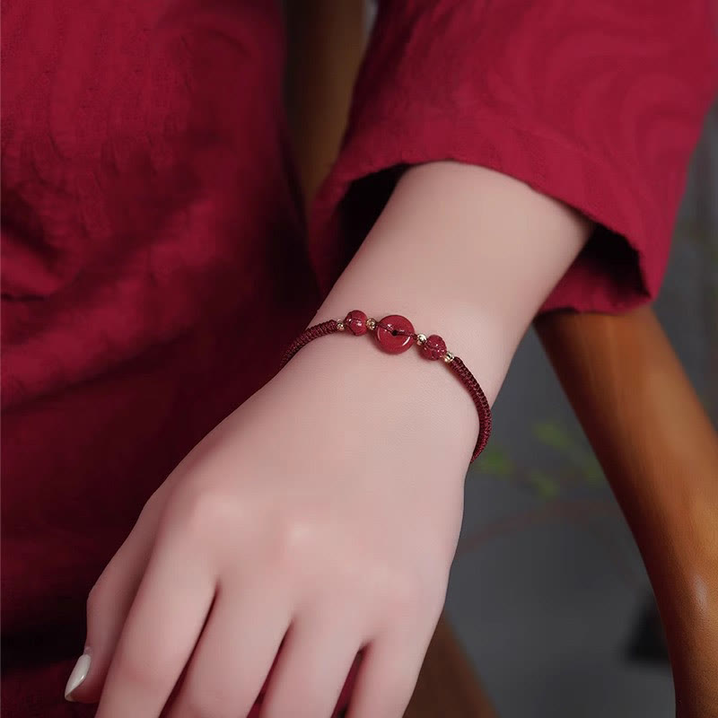 Bransoletka z plecionej liny Buddha Stones z ręcznie robionej klamry Cinnabar Peace Buckle Lotus Calm Blessing