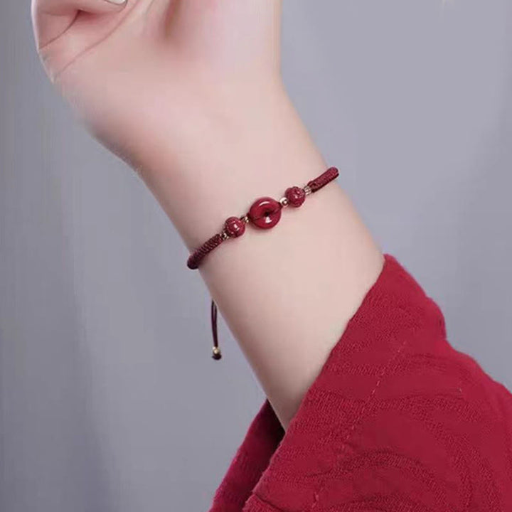 Bransoletka z plecionej liny Buddha Stones z ręcznie robionej klamry Cinnabar Peace Buckle Lotus Calm Blessing