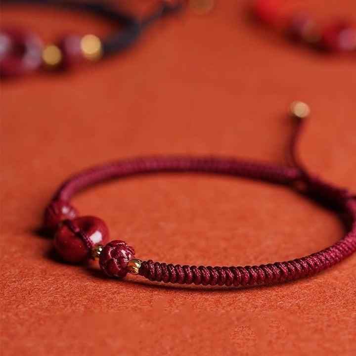 Bransoletka z plecionej liny Buddha Stones z ręcznie robionej klamry Cinnabar Peace Buckle Lotus Calm Blessing