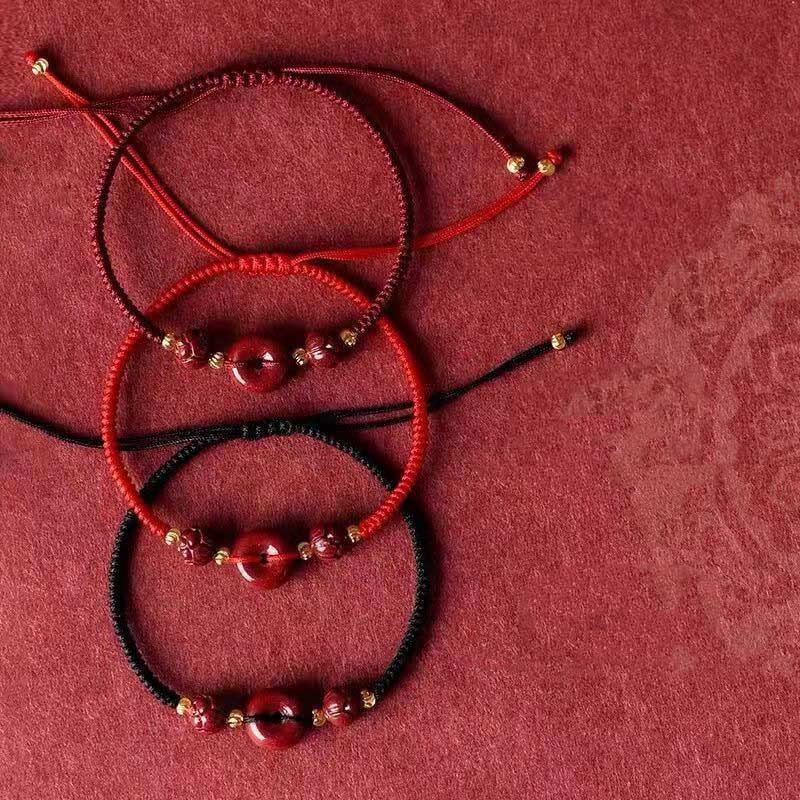 Bransoletka z plecionej liny Buddha Stones z ręcznie robionej klamry Cinnabar Peace Buckle Lotus Calm Blessing