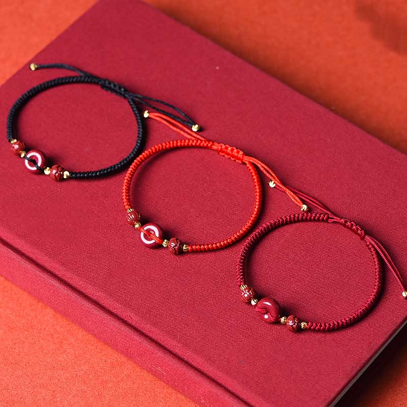Bransoletka z plecionej liny Buddha Stones z ręcznie robionej klamry Cinnabar Peace Buckle Lotus Calm Blessing