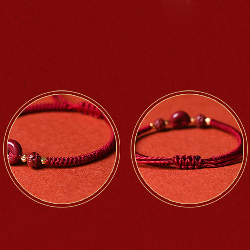 Bransoletka z plecionej liny Buddha Stones z ręcznie robionej klamry Cinnabar Peace Buckle Lotus Calm Blessing