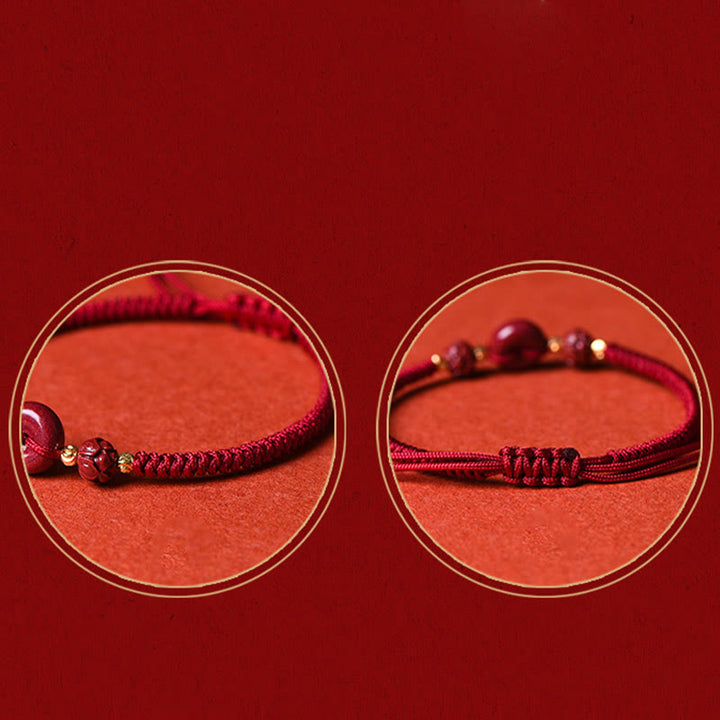Bransoletka z plecionej liny Buddha Stones z ręcznie robionej klamry Cinnabar Peace Buckle Lotus Calm Blessing