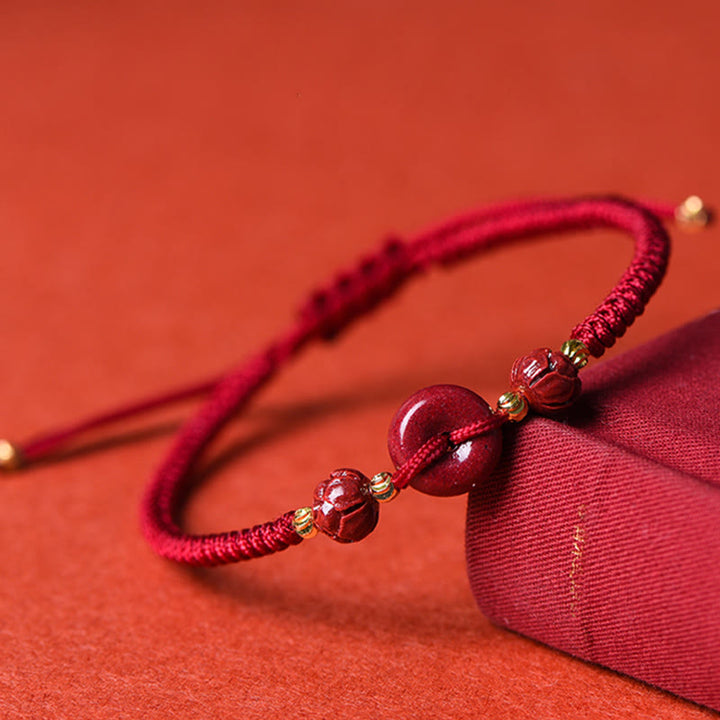 Bransoletka z plecionej liny Buddha Stones z ręcznie robionej klamry Cinnabar Peace Buckle Lotus Calm Blessing