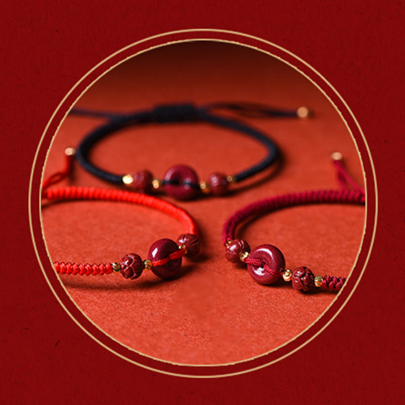 Bransoletka z plecionej liny Buddha Stones z ręcznie robionej klamry Cinnabar Peace Buckle Lotus Calm Blessing
