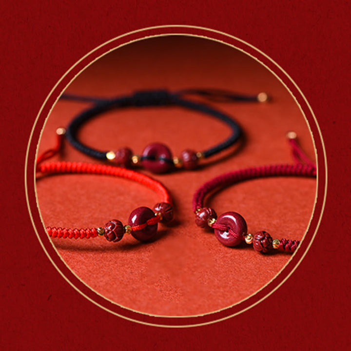 Bransoletka z plecionej liny Buddha Stones z ręcznie robionej klamry Cinnabar Peace Buckle Lotus Calm Blessing