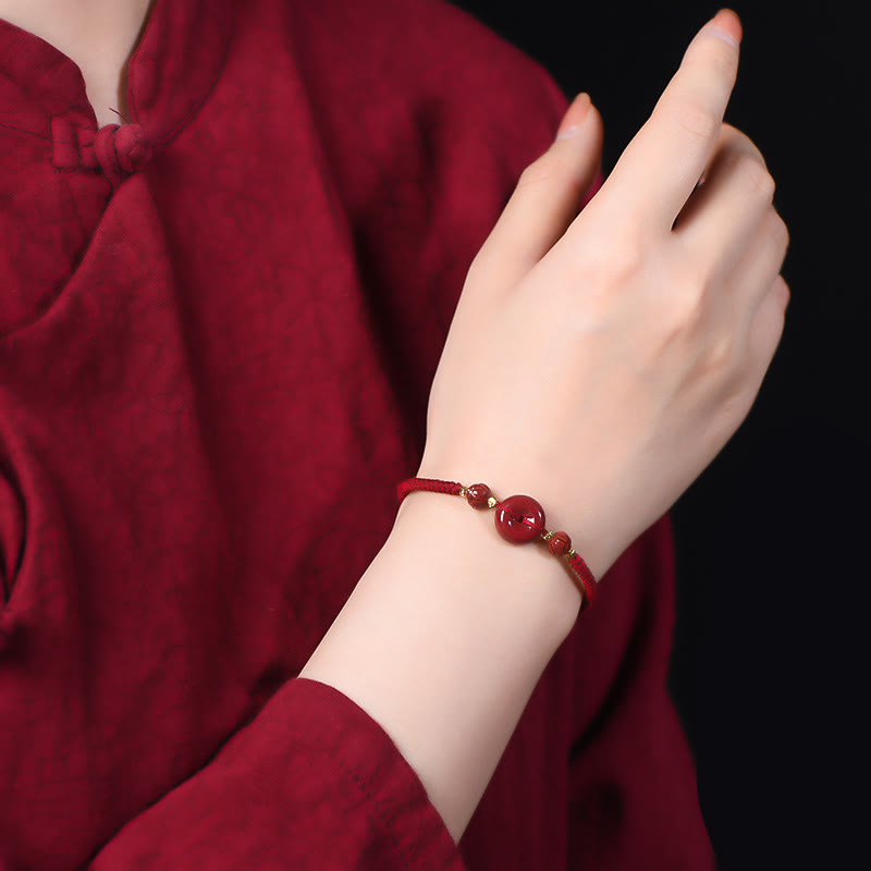 Bransoletka z plecionej liny Buddha Stones z ręcznie robionej klamry Cinnabar Peace Buckle Lotus Calm Blessing