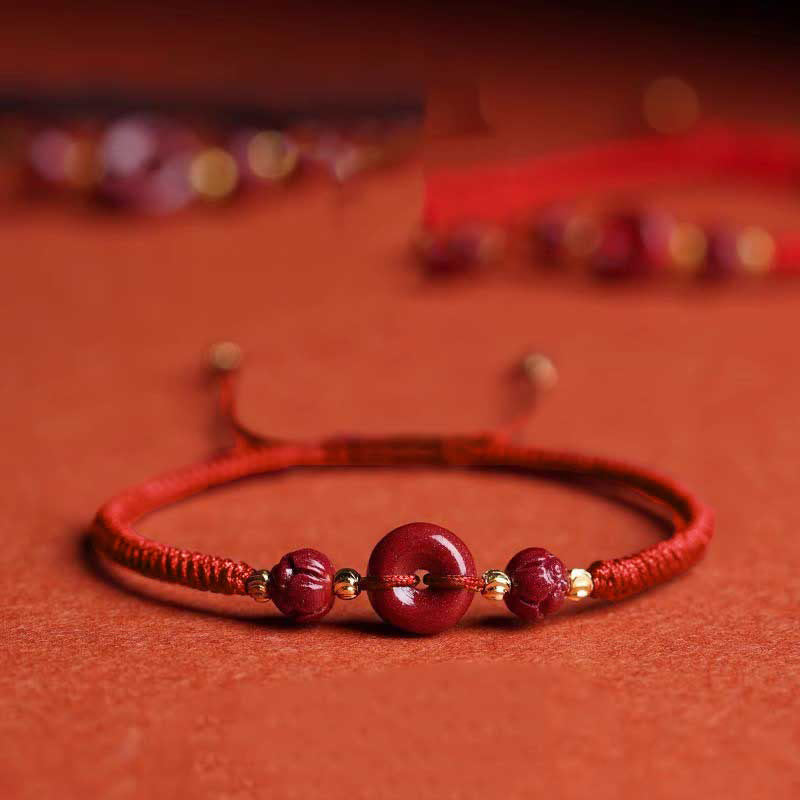 Bransoletka z plecionej liny Buddha Stones z ręcznie robionej klamry Cinnabar Peace Buckle Lotus Calm Blessing