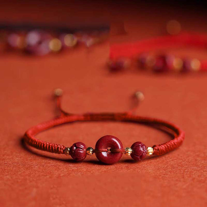 Bransoletka z plecionej liny Buddha Stones z ręcznie robionej klamry Cinnabar Peace Buckle Lotus Calm Blessing