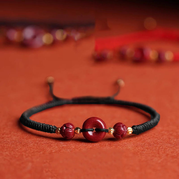Bransoletka z plecionej liny Buddha Stones z ręcznie robionej klamry Cinnabar Peace Buckle Lotus Calm Blessing