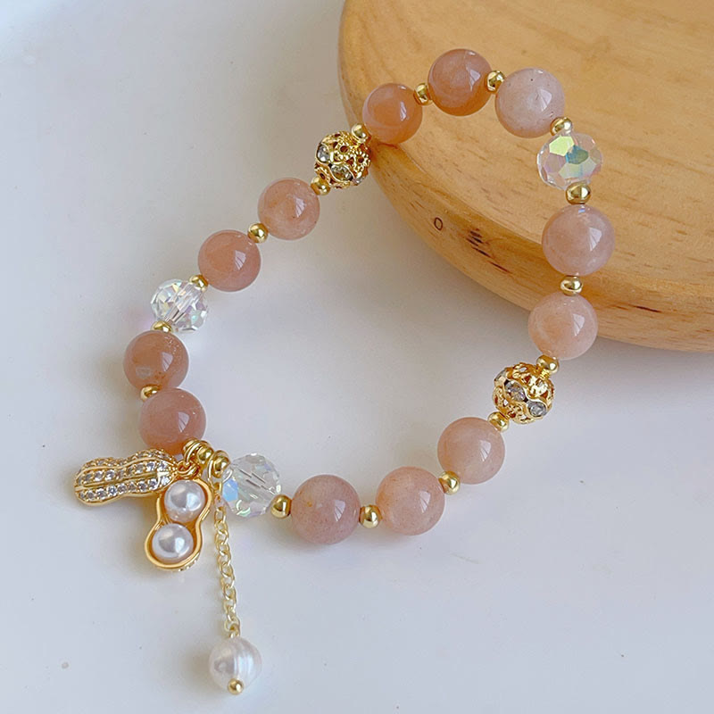 Buddha Stones Kamień Kolorowy Rutilated Quartz Bransoletka z Wdziękiem Orzeszka Ziemnego