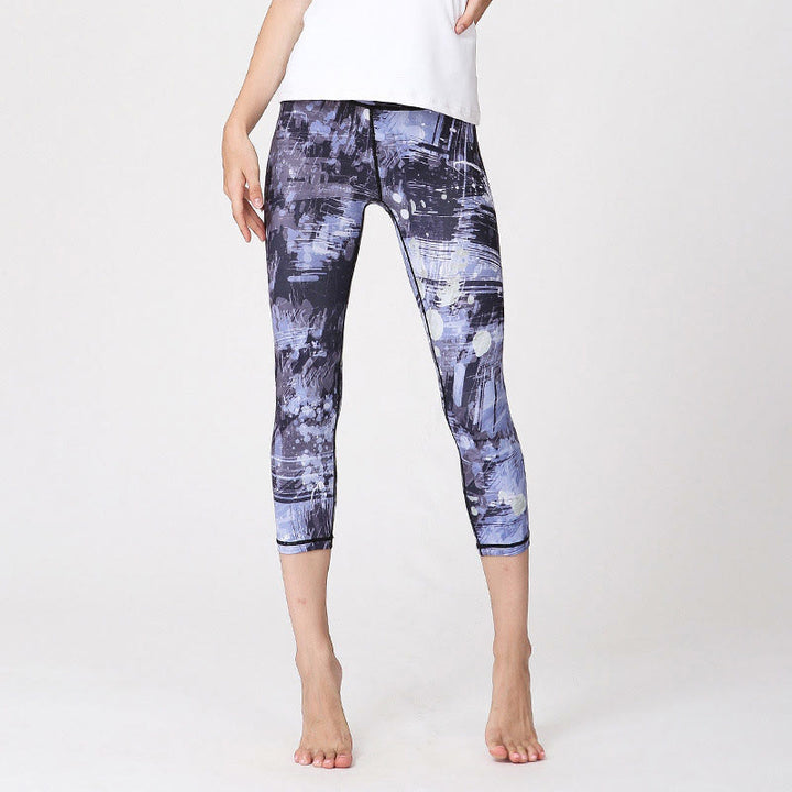 Buddha Stones Wiśni Sakura Lines Print Sportowe Joga Skrócone Legginsy Damskie Spodnie Capri Do Jogi