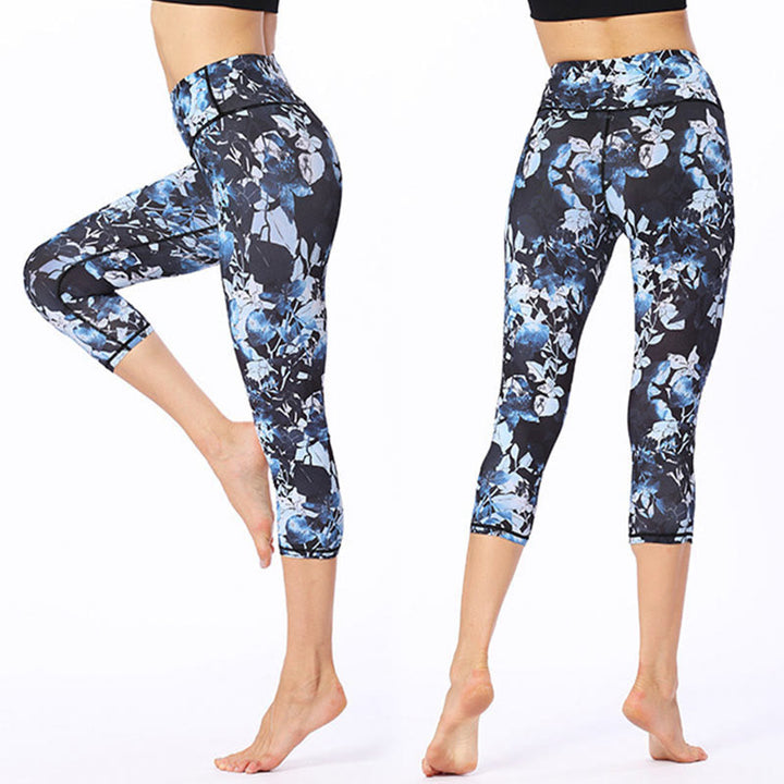 Buddha Stones Motyl Nadruk Sportowe Joga Skrócone Legginsy Damskie Spodnie Capri Do Jogi