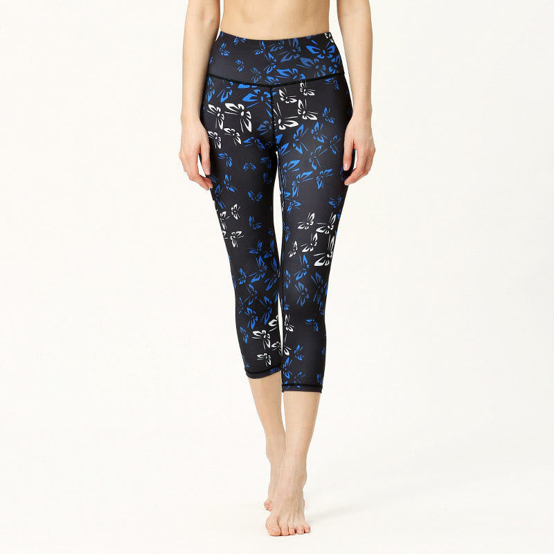 Buddha Stones Motyl Nadruk Sportowe Joga Skrócone Legginsy Damskie Spodnie Capri Do Jogi - Czarny - US8-10, UK/AU12-14, EU40-42 (XL) - image 4