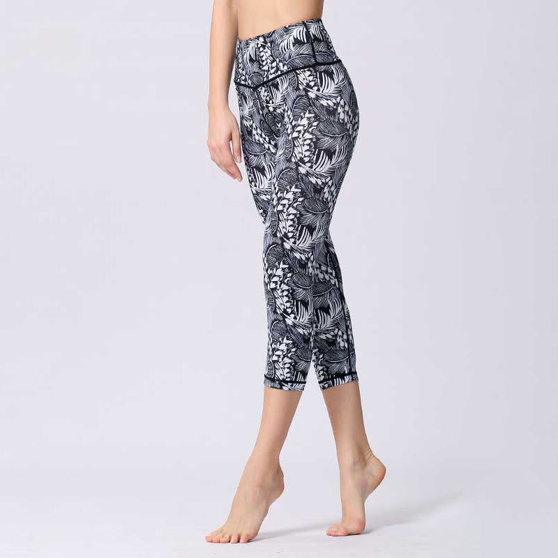 Buddha Stones Motyl Nadruk Sportowe Joga Skrócone Legginsy Damskie Spodnie Capri Do Jogi