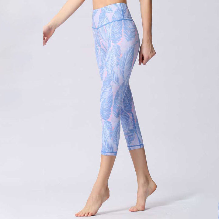 Buddha Stones Motyl Nadruk Sportowe Joga Skrócone Legginsy Damskie Spodnie Capri Do Jogi