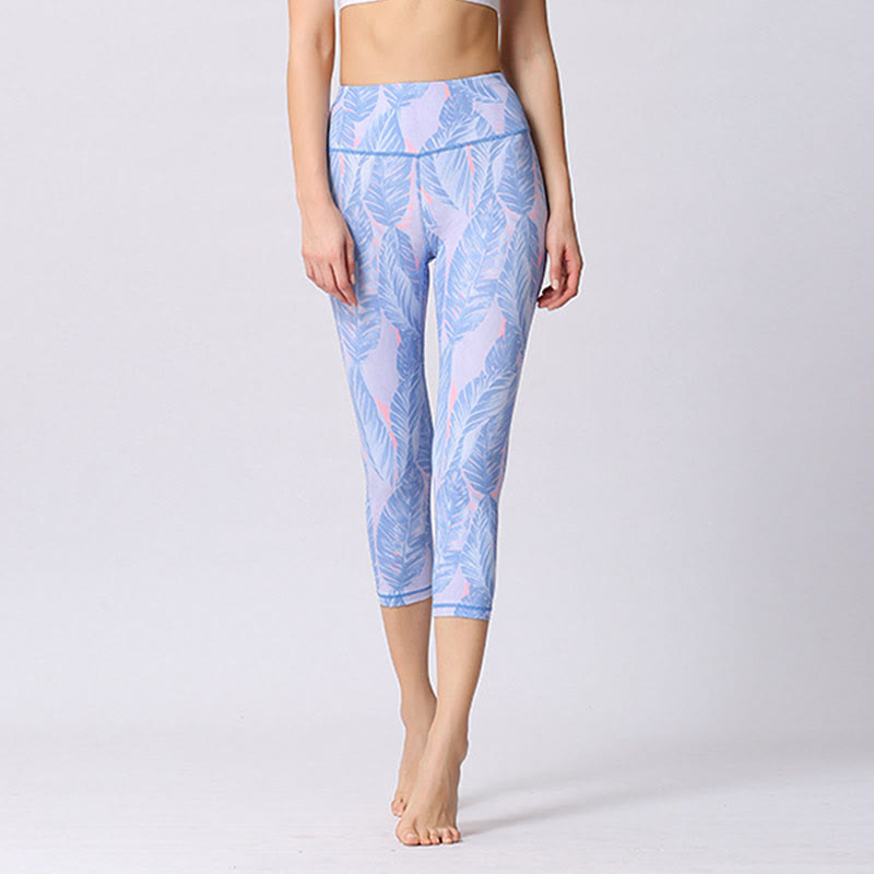 Buddha Stones Motyl Nadruk Sportowe Joga Skrócone Legginsy Damskie Spodnie Capri Do Jogi
