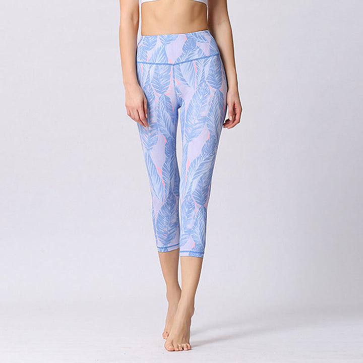 Buddha Stones Motyl Nadruk Sportowe Joga Skrócone Legginsy Damskie Spodnie Capri Do Jogi