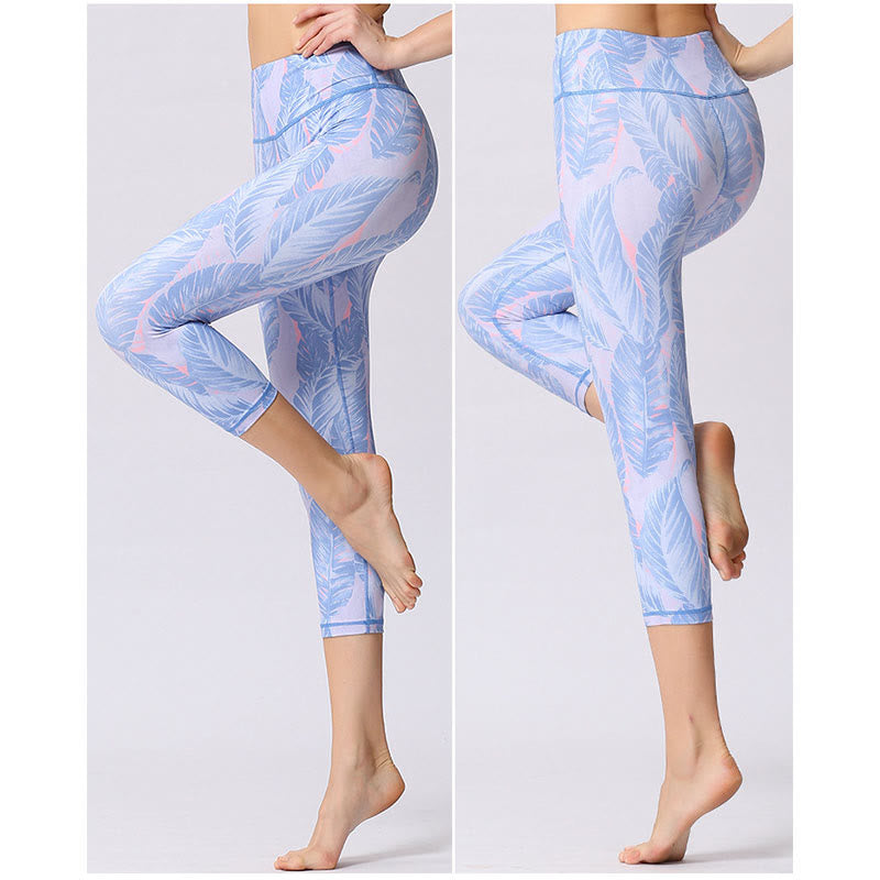 Buddha Stones Motyl Nadruk Sportowe Joga Skrócone Legginsy Damskie Spodnie Capri Do Jogi