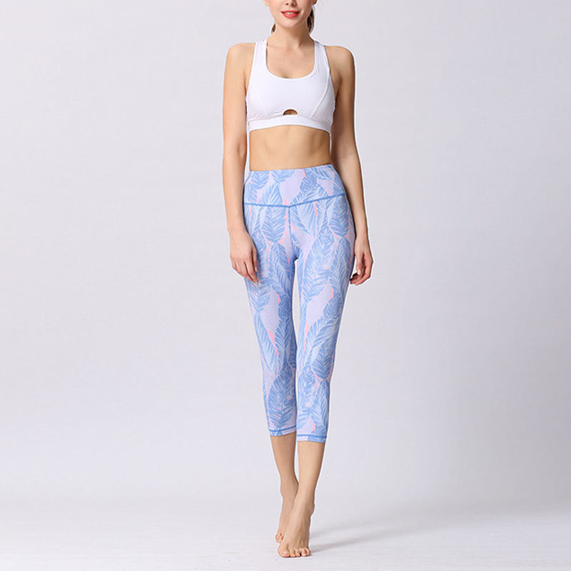 Buddha Stones Motyl Nadruk Sportowe Joga Skrócone Legginsy Damskie Spodnie Capri Do Jogi