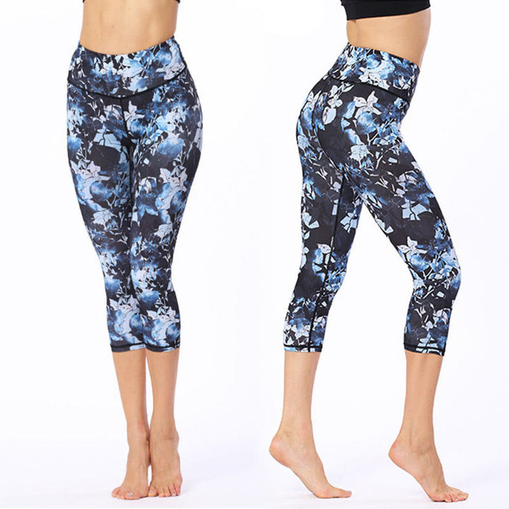 Buddha Stones Motyl Nadruk Sportowe Joga Skrócone Legginsy Damskie Spodnie Capri Do Jogi - image 2