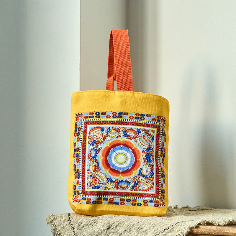 Buddha Stones Dunhuang Latające Apsaras Lotosowe Posągi Buddy Płócienna Torebka - Dunhuang Lotosowy żółty 15*8*22cm - image 0