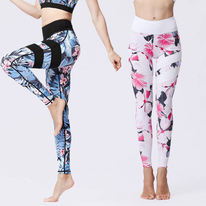 Kamienie Buddha Stones Kwiatów Liście Nadruk Sport Ćwiczenia Fitness Wysoki Stan Legginsy Damskie Spodnie Do Jogi - image 0