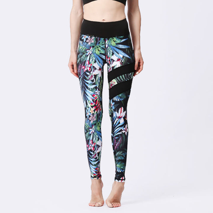 Kamienie Buddha Stones Kwiatów Liście Nadruk Sport Ćwiczenia Fitness Wysoki Stan Legginsy Damskie Spodnie Do Jogi - Chaber niebieski - US8-10, UK/AU12-14, EU40-42 (XL) - image 19