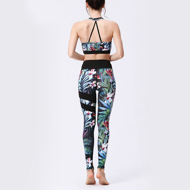 Kamienie Buddha Stones Kwiatów Liście Nadruk Sport Ćwiczenia Fitness Wysoki Stan Legginsy Damskie Spodnie Do Jogi - image 21