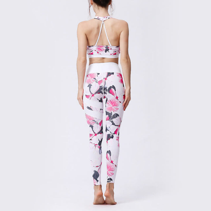 Kamienie Buddha Stones Kwiatów Liście Nadruk Sport Ćwiczenia Fitness Wysoki Stan Legginsy Damskie Spodnie Do Jogi - image 10