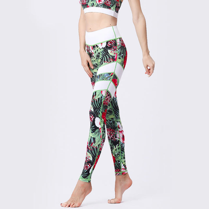 Kamienie Buddha Stones Kwiatów Liście Nadruk Sport Ćwiczenia Fitness Wysoki Stan Legginsy Damskie Spodnie Do Jogi - image 12