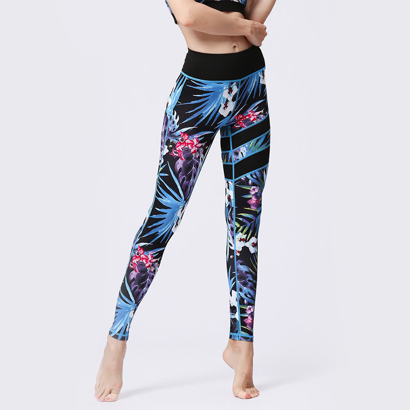 Kamienie Buddha Stones Kwiatów Liście Nadruk Sport Ćwiczenia Fitness Wysoki Stan Legginsy Damskie Spodnie Do Jogi - image 23