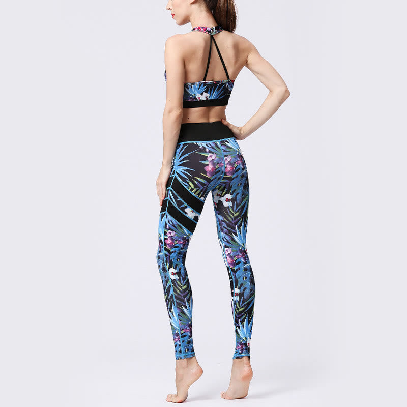 Kamienie Buddha Stones Kwiatów Liście Nadruk Sport Ćwiczenia Fitness Wysoki Stan Legginsy Damskie Spodnie Do Jogi - image 24