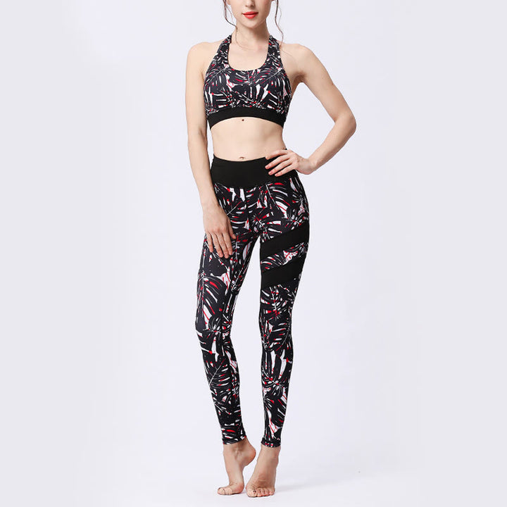 Kamienie Buddha Stones Kwiatów Liście Nadruk Sport Ćwiczenia Fitness Wysoki Stan Legginsy Damskie Spodnie Do Jogi - image 29