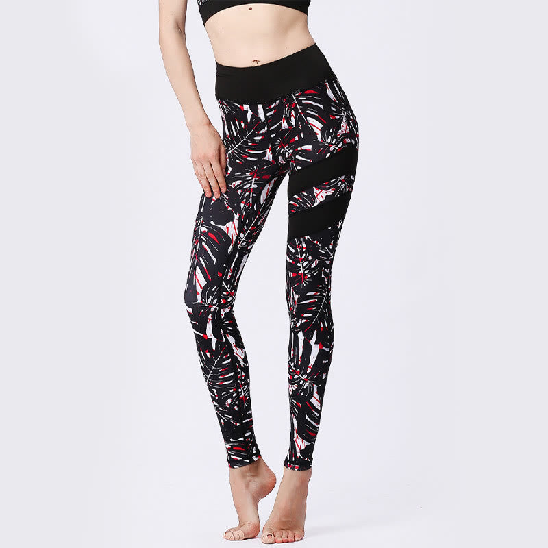 Kamienie Buddha Stones Kwiatów Liście Nadruk Sport Ćwiczenia Fitness Wysoki Stan Legginsy Damskie Spodnie Do Jogi - image 27