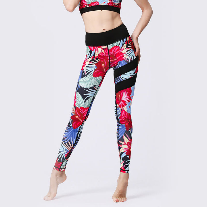 Kamienie Buddha Stones Kwiatów Liście Nadruk Sport Ćwiczenia Fitness Wysoki Stan Legginsy Damskie Spodnie Do Jogi - image 31