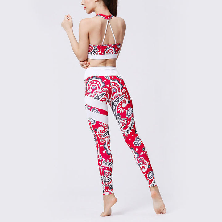Kamienie Buddha Stones Kwiatów Liście Nadruk Sport Ćwiczenia Fitness Wysoki Stan Legginsy Damskie Spodnie Do Jogi - image 39