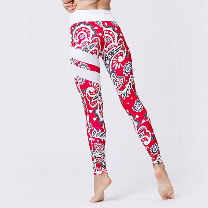 Kamienie Buddha Stones Kwiatów Liście Nadruk Sport Ćwiczenia Fitness Wysoki Stan Legginsy Damskie Spodnie Do Jogi - image 37