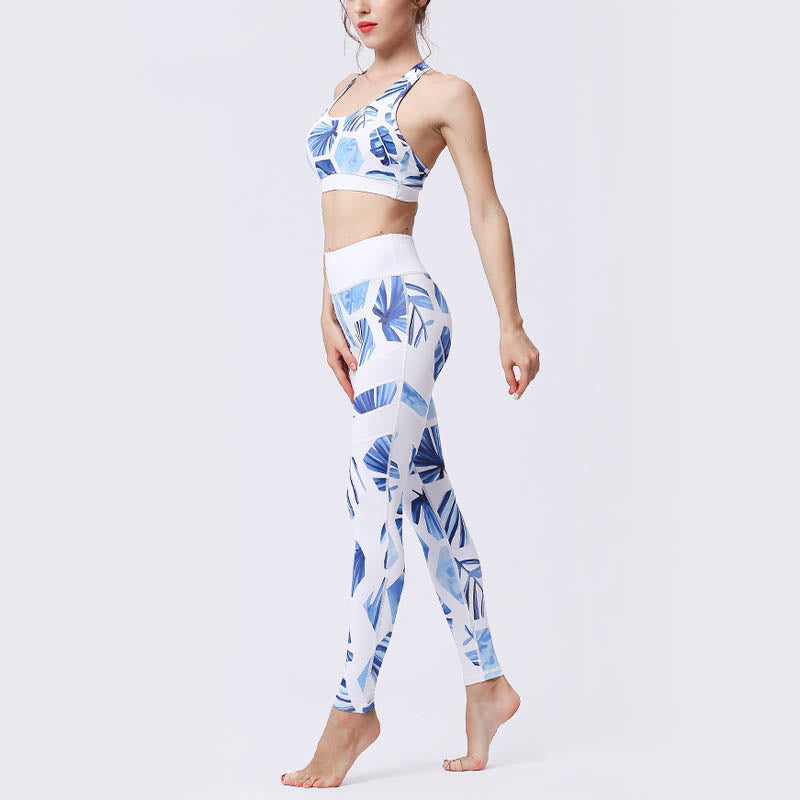 Kamienie Buddha Stones Kwiatów Liście Nadruk Sport Ćwiczenia Fitness Wysoki Stan Legginsy Damskie Spodnie Do Jogi - image 41