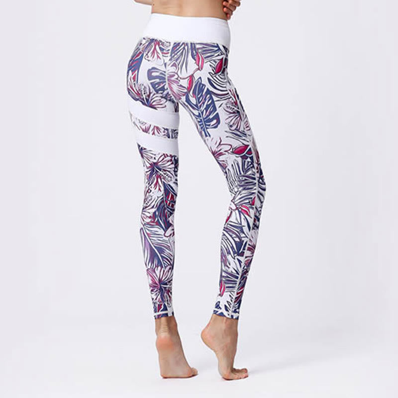 Kamienie Buddha Stones Kwiatów Liście Nadruk Sport Ćwiczenia Fitness Wysoki Stan Legginsy Damskie Spodnie Do Jogi - image 48