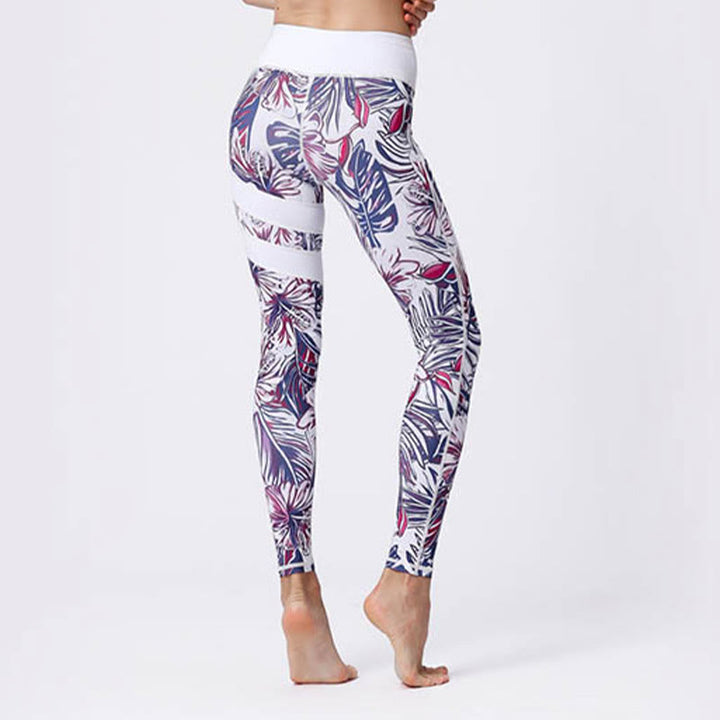Kamienie Buddha Stones Kwiatów Liście Nadruk Sport Ćwiczenia Fitness Wysoki Stan Legginsy Damskie Spodnie Do Jogi - image 48
