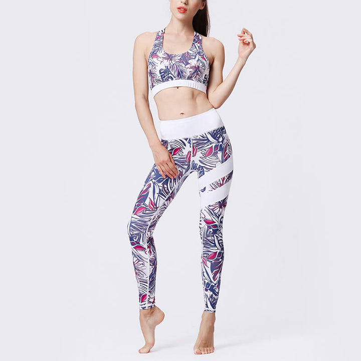 Kamienie Buddha Stones Kwiatów Liście Nadruk Sport Ćwiczenia Fitness Wysoki Stan Legginsy Damskie Spodnie Do Jogi - image 49