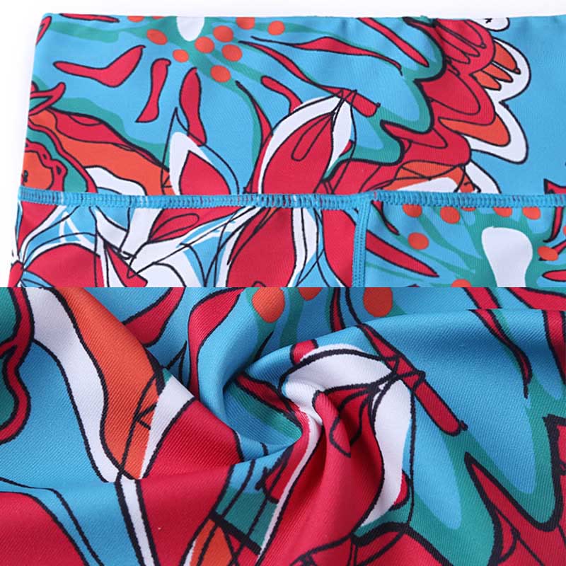 Buddha Stones Kolorowe Płatki Kwiatów Liście Nadruk Sport Ćwiczenia Fitness Wysoki Stan Legginsy Damskie Spodnie Do Jogi - image 21