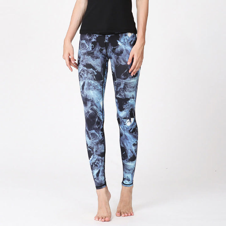 Buddha Stones Mist Leaves Print Sportowe Ćwiczenia Fitness Legginsy Damskie Spodnie Do Jogi - image 2