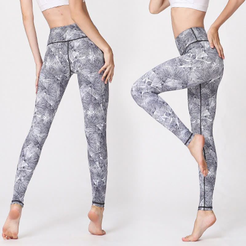 Buddha Stones Mist Leaves Print Sportowe Ćwiczenia Fitness Legginsy Damskie Spodnie Do Jogi - image 8