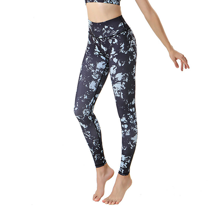 Buddha Stones Plamy Liść Klonu Nadruk Sport Ćwiczenia Fitness Wysoki Stan Legginsy Damskie Spodnie Do Jogi - Grochy - US8-10, UK/AU12-14, EU40-42 (XL) - image 0