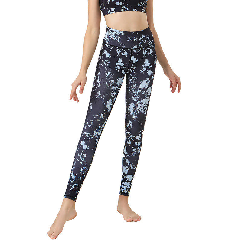 Buddha Stones Plamy Liść Klonu Nadruk Sport Ćwiczenia Fitness Wysoki Stan Legginsy Damskie Spodnie Do Jogi - image 1