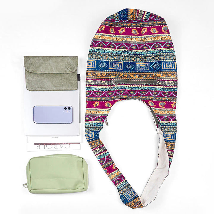 Buddha Stones Kolorowe Paski Bawełniana Torba Crossbody Torba Na Ramię