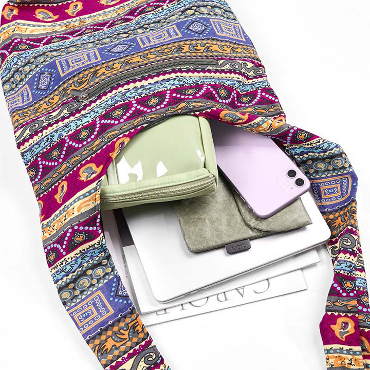 Buddha Stones Kolorowe Paski Bawełniana Torba Crossbody Torba Na Ramię
